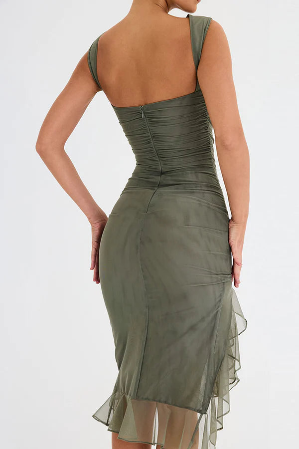 Women's Ruffle Midi Dress Elegant