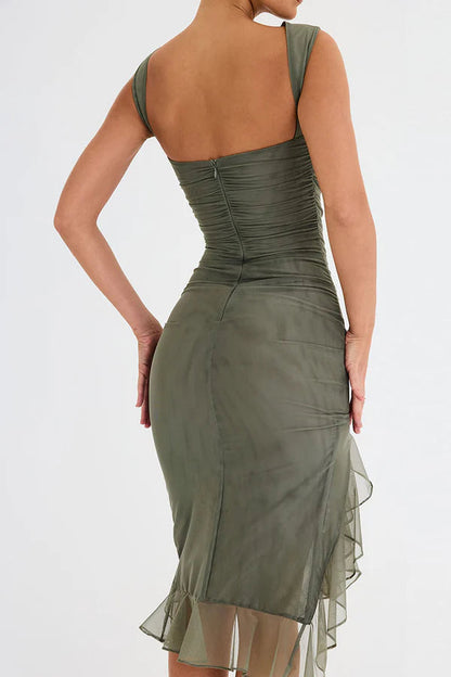 Women's Ruffle Midi Dress Elegant