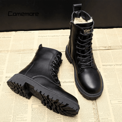 Women's Leather Warm Black Boots