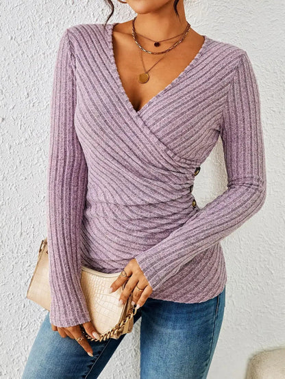 Women's Slim Fit Long Sleeve Blouse - Fashinoza