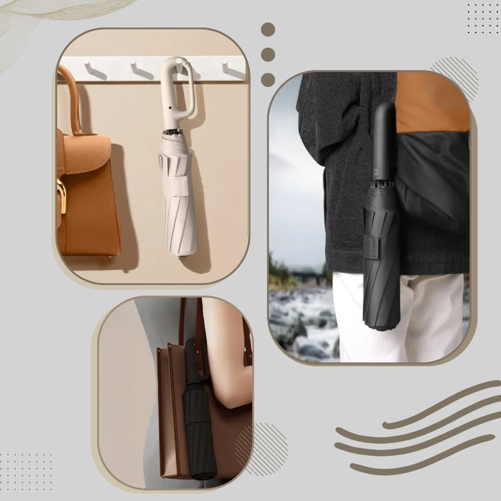Automatic Lock Umbrella Windproof Waterproof Compact