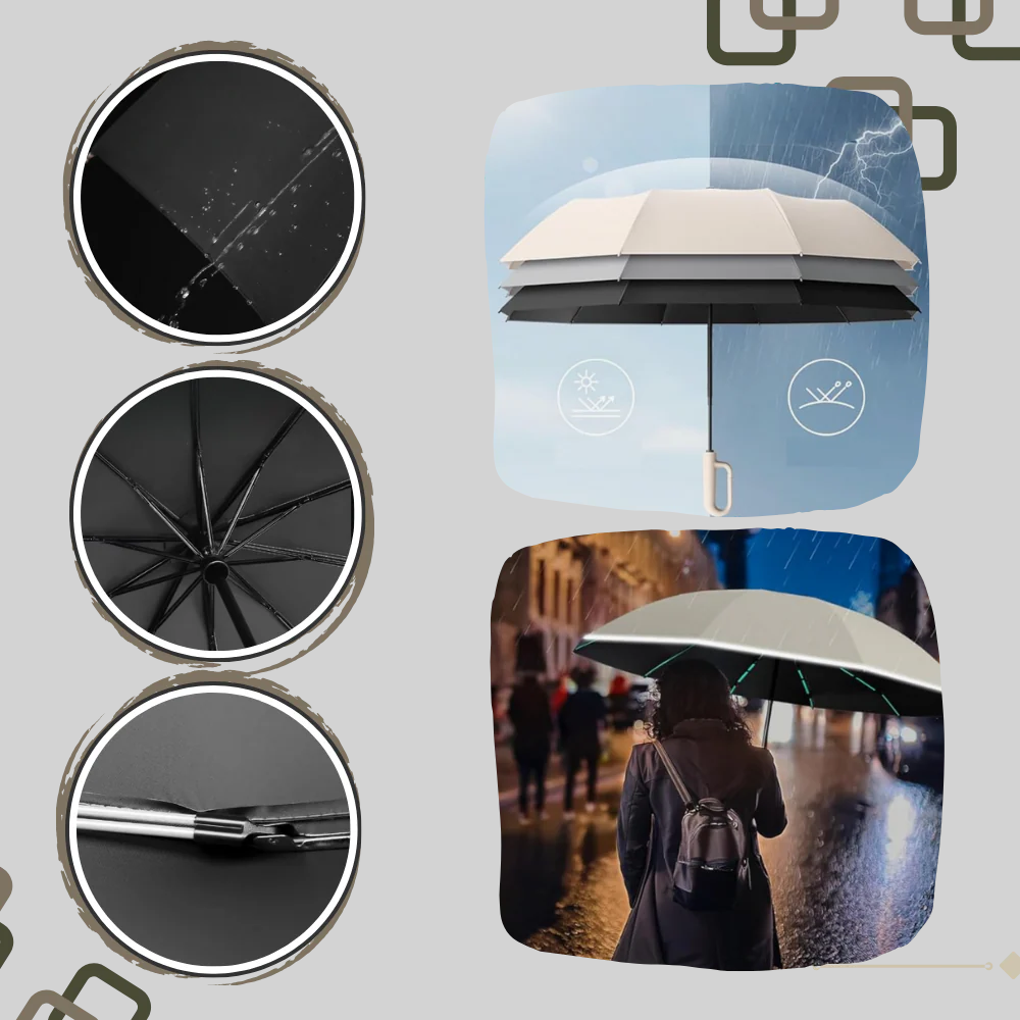 Auto Lock Umbrella Waterproof Windproof Compact - Fashinoza