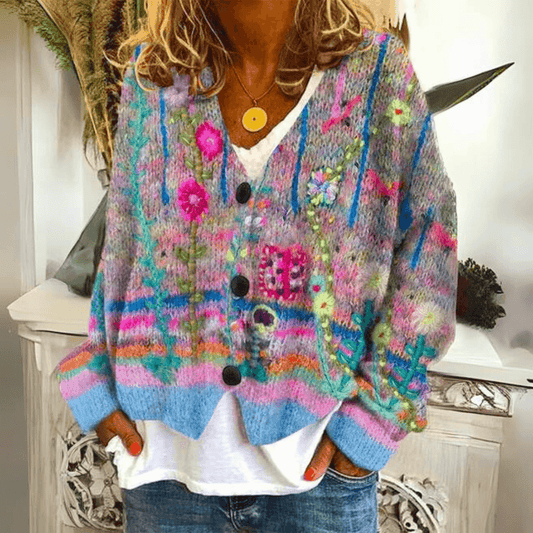 Women's Floral Cardigan Button Front - Fashinoza