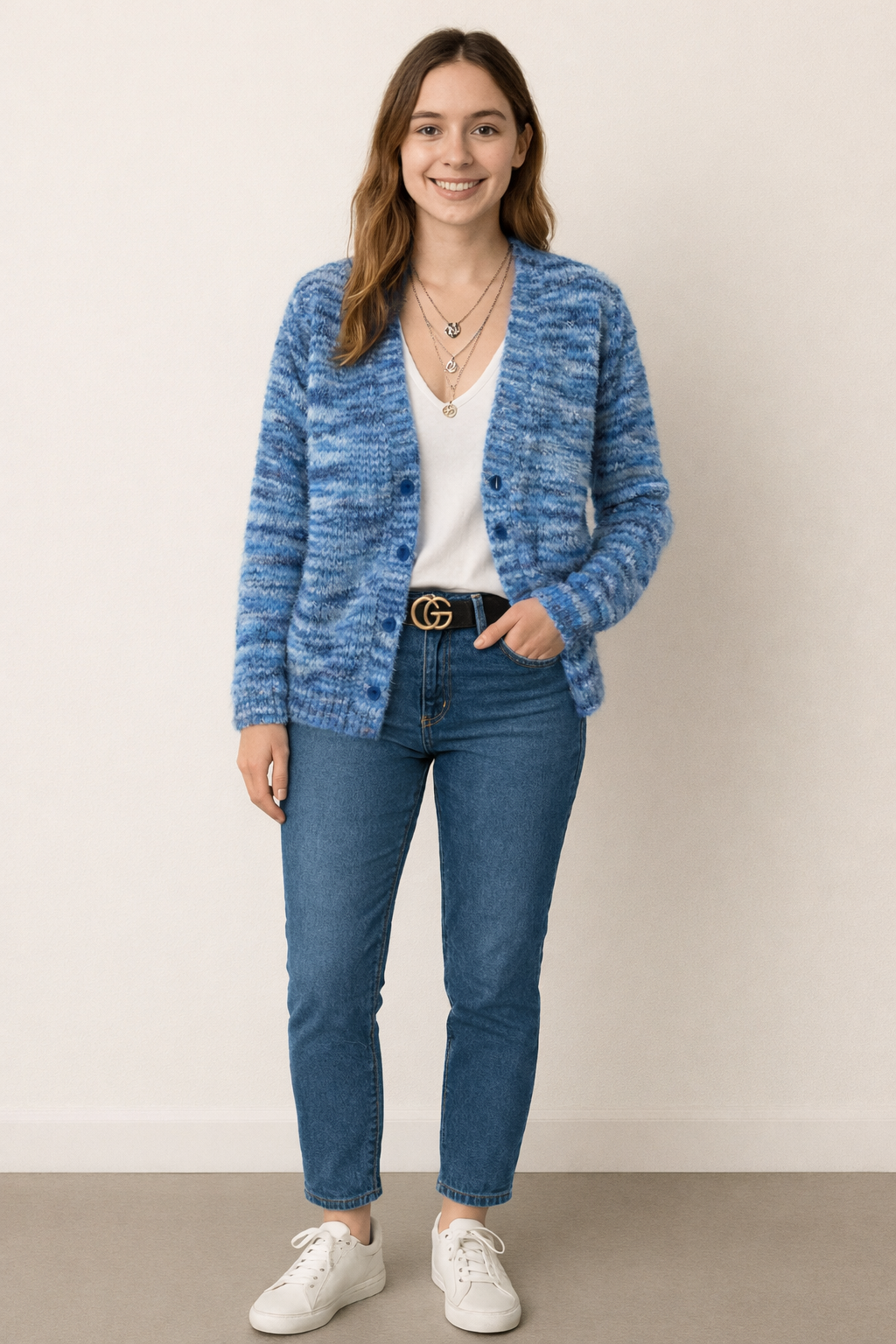 Image of Autumn | Women's Open Front Striped Cardigan