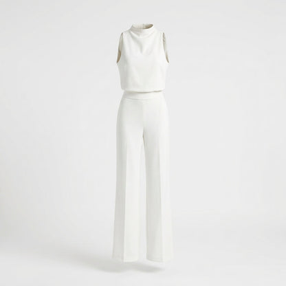 Women's High Neck Sleeveless Two Piece Pants Set - 
Fashinoza