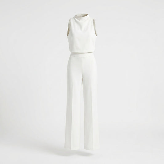 Women's High Neck Sleeveless Two Piece Pants Set - 
Fashinoza