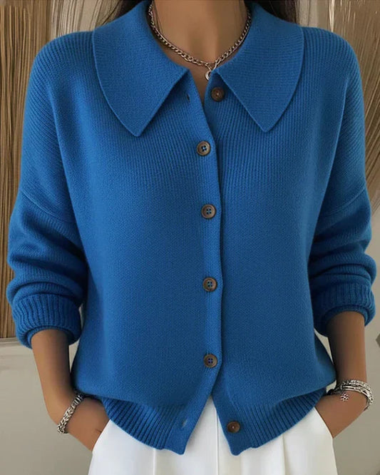 Women's Button Collar Cardigan - Fashinoza