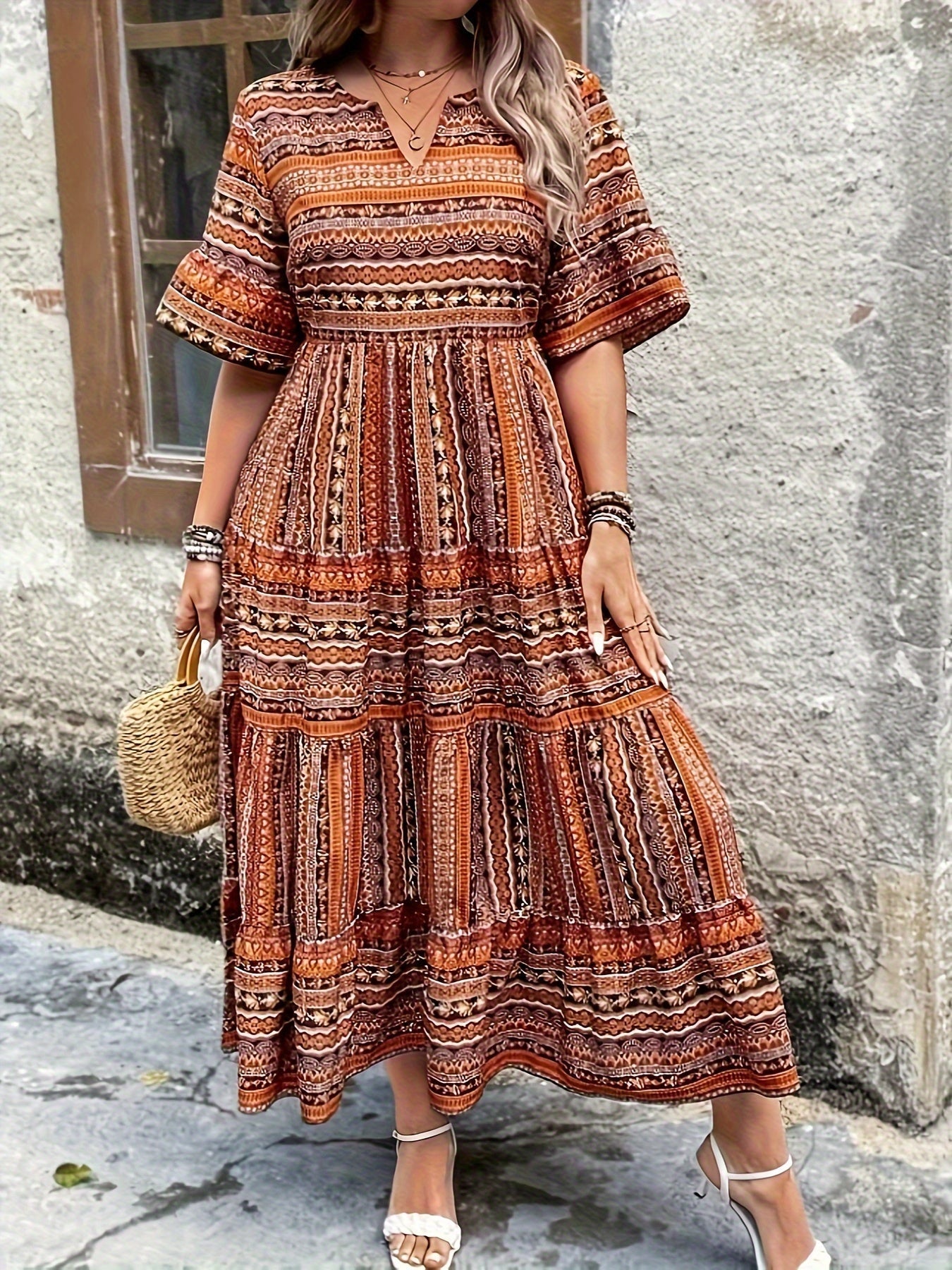 Vivienne Women's Printed Maxi Dress Flowy