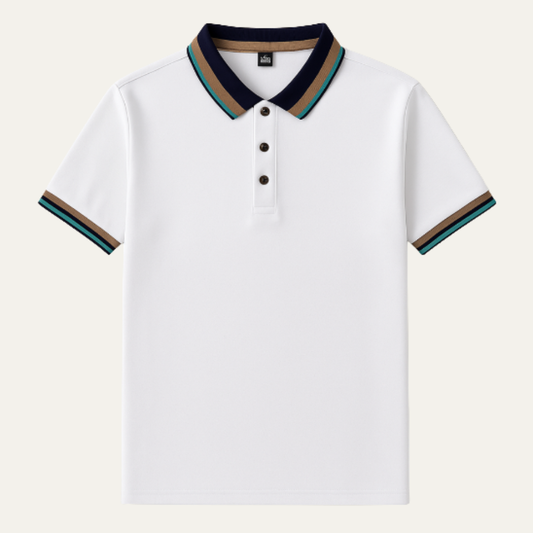 Men's Striped Cotton Polo Shirt - Fashinoza