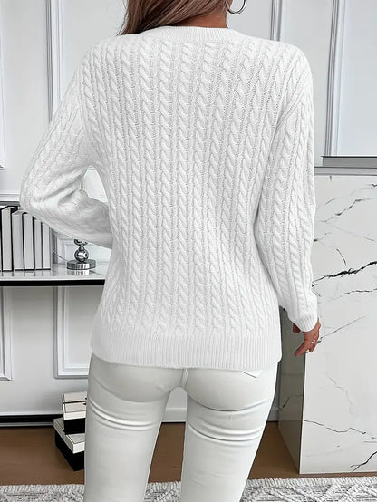 Women's Cable Knit Sweater White