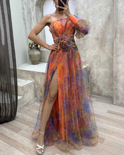 Women's Maxi Dress One-Shoulder Neckline
