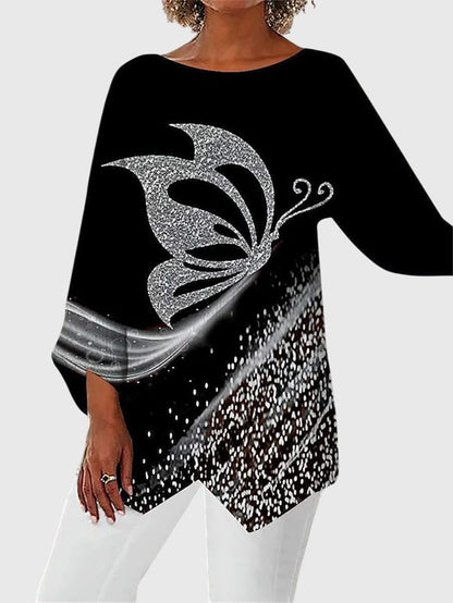 Caroline | Women’s Winter Butterfly Print Tunic Top