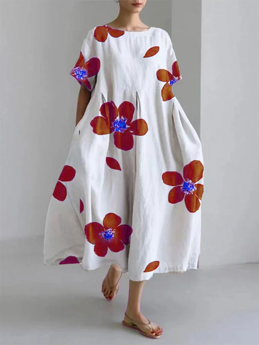 Women's Floral Summer Dress Soft Comfortable - Fashinoza