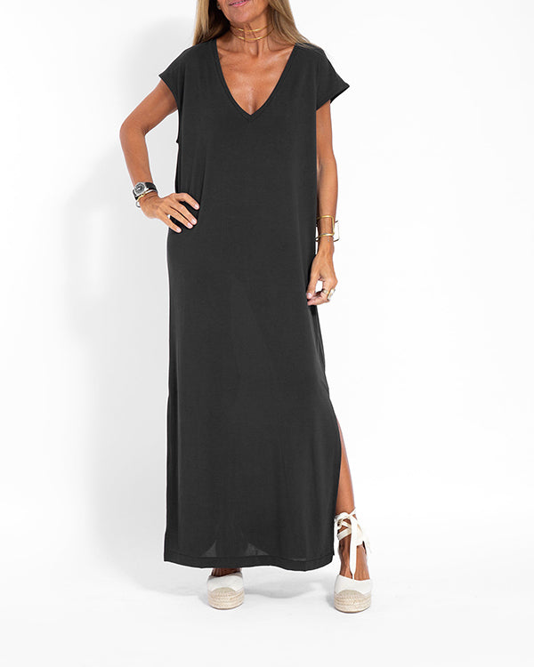 Women's V-Neck Maxi Dress Coral