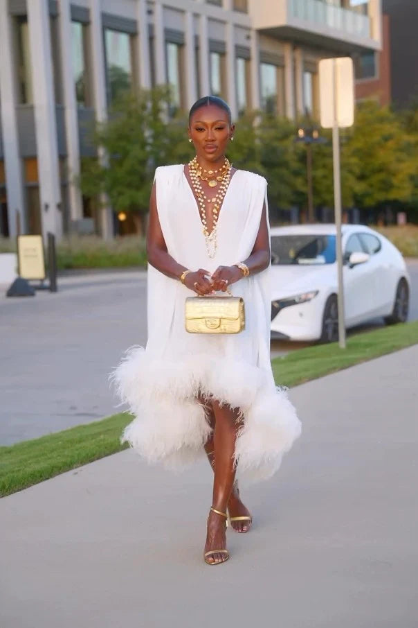 Women's Feather Midi Dress