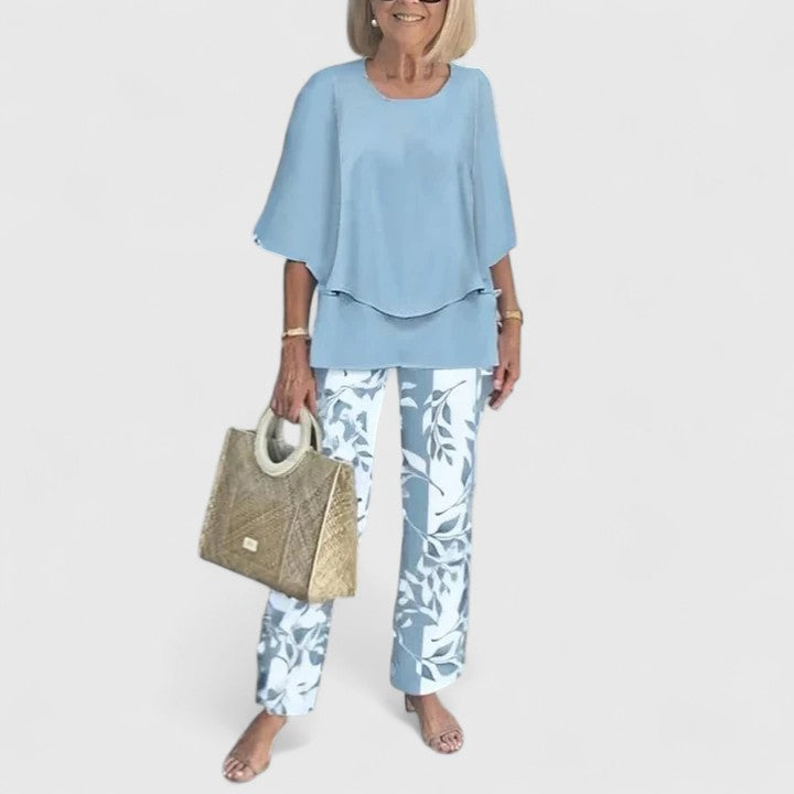 Women's Floral Print And Pants Set