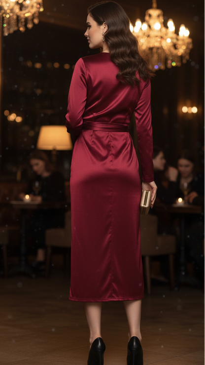 Beatrice | Women’s Spring Wrap Evening Midi Dress