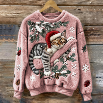 Women's Graphic Sweater 3D Kitten Design
