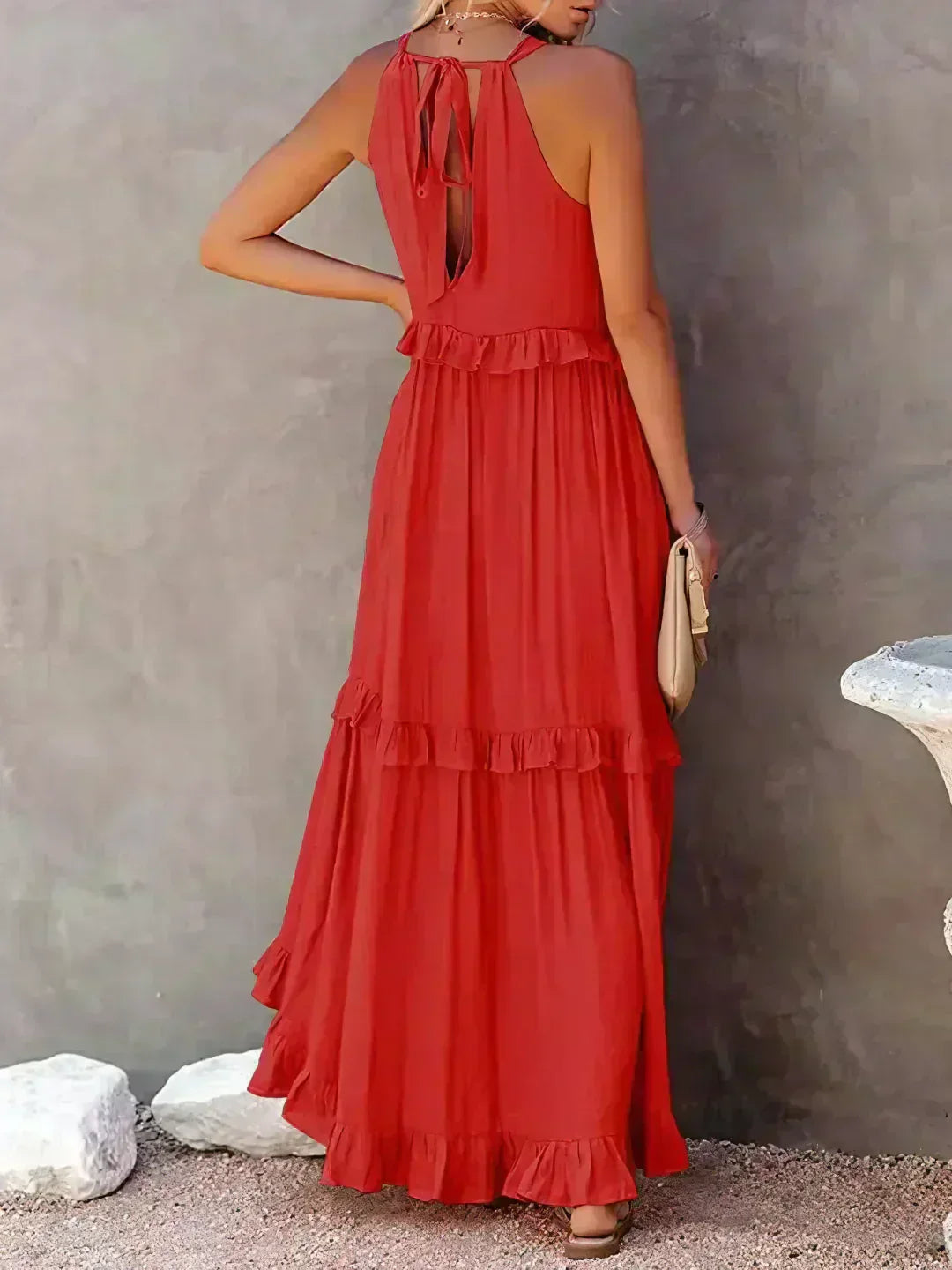 Elegant Women's Sleeveless Ruffle Dress