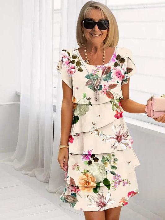 Loretta Elegant Bloom Layered Dress