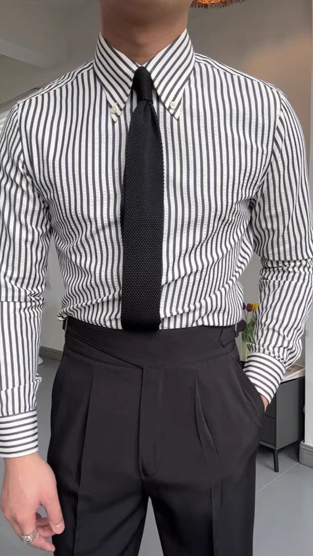 Men's Striped Dress Shirt Cotton