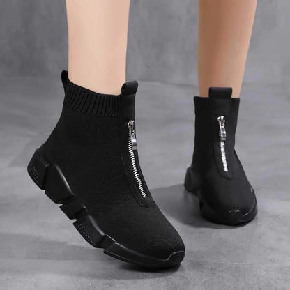 Women's Slip On Boots Zipper Detail