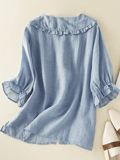 Gabriella | Women Spring Ruffled Collar Button Blouse Top