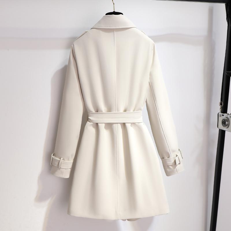 Women's Double-Breasted Trench Coat Belted Waist