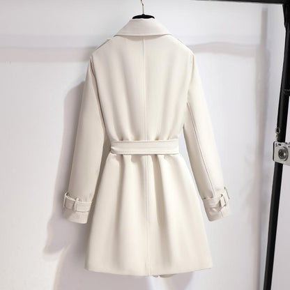Women's Double-Breasted Trench Coat Belted Waist