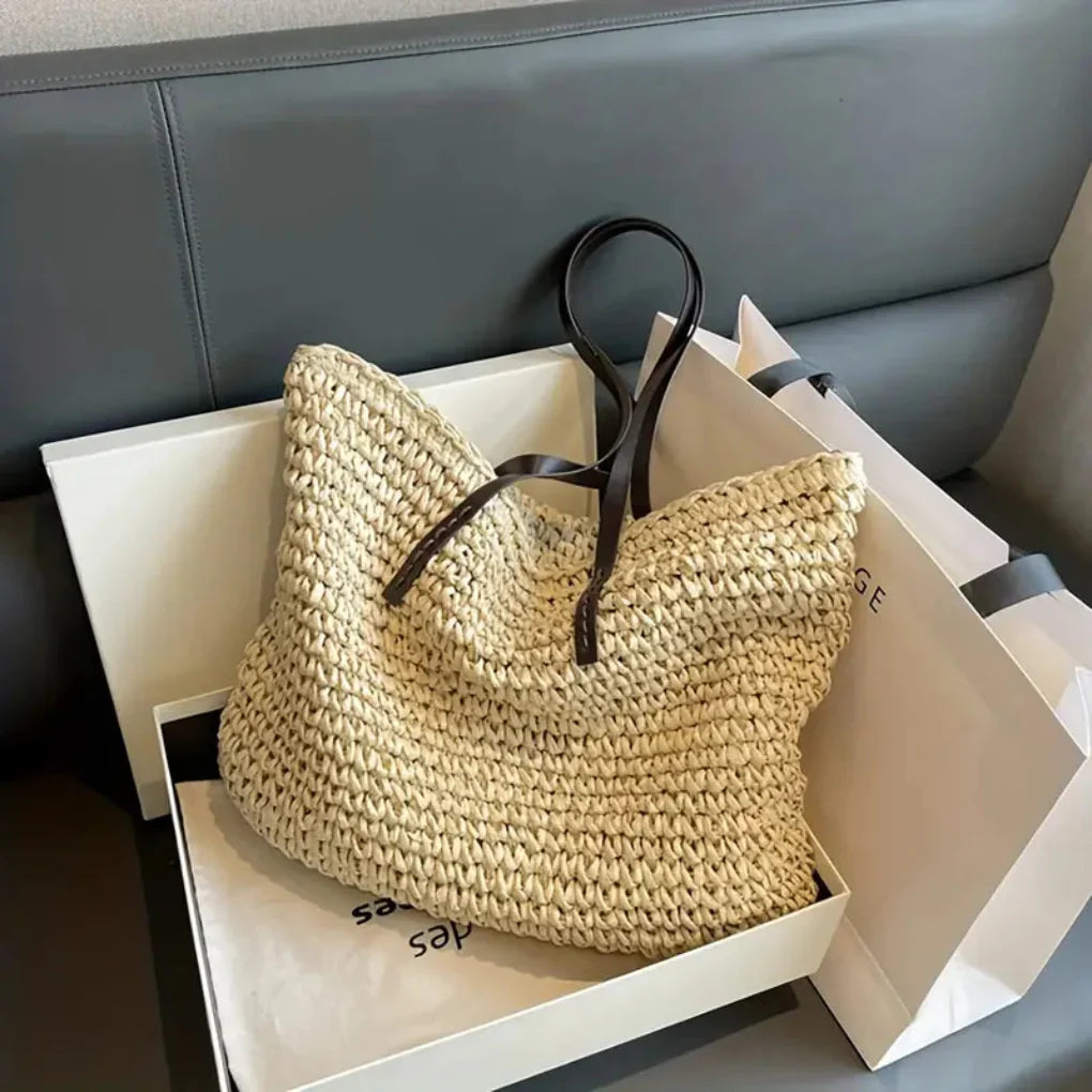 Women's Woven Tote Bag Natural Fiber Everyday Carry