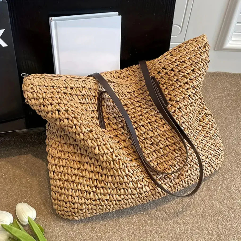 Women's Woven Tote Bag Natural Fiber Everyday Carry