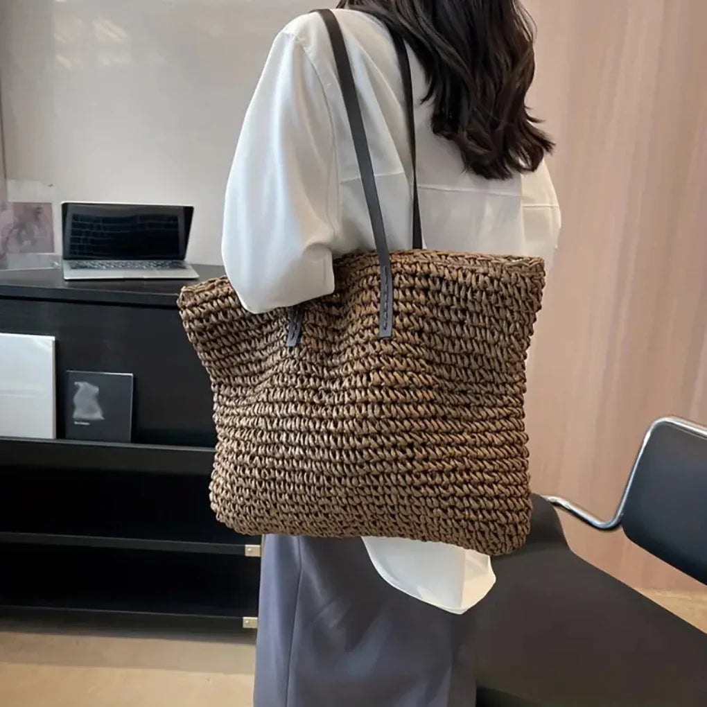 Women's Woven Tote Bag Natural Fiber Everyday Carry