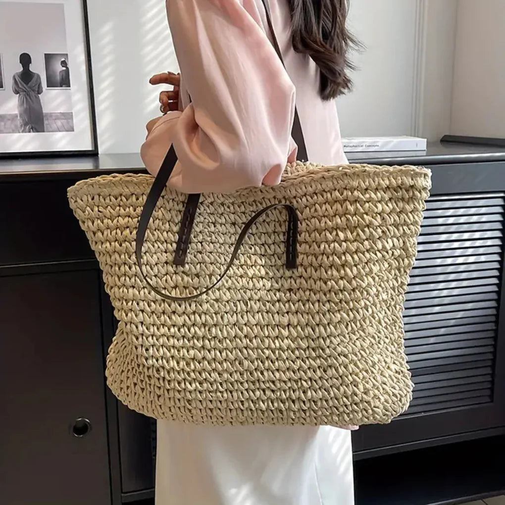 Women's Woven Tote Bag Natural Fiber Everyday Carry