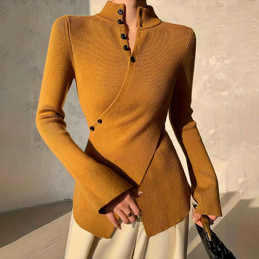 Women's Long Sleeve Wrap Sweater - Fashinoza