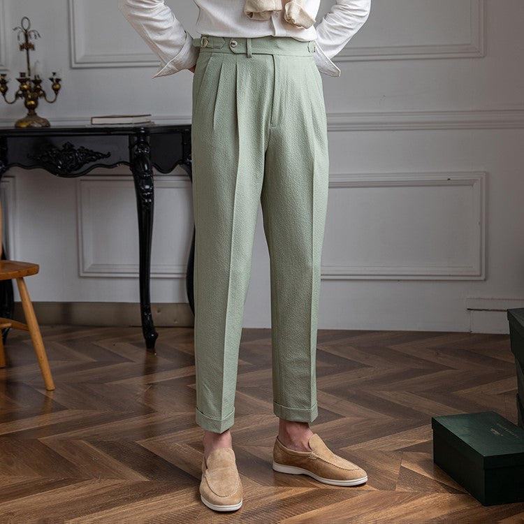 Men's Pleated Cuffed Dress Pants - Fashinoza