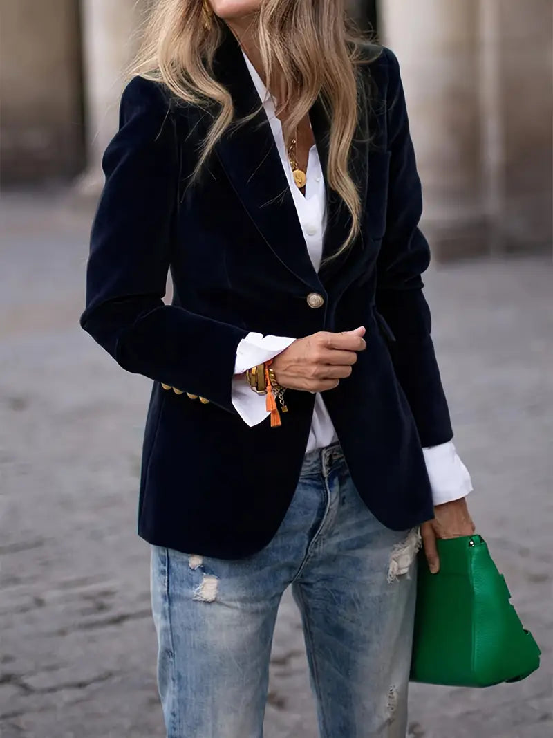 Women's Single Button Blazer - Fashinoza