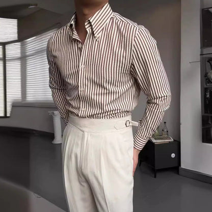 Men's Striped Dress Shirt Cotton - 
Fashinoza