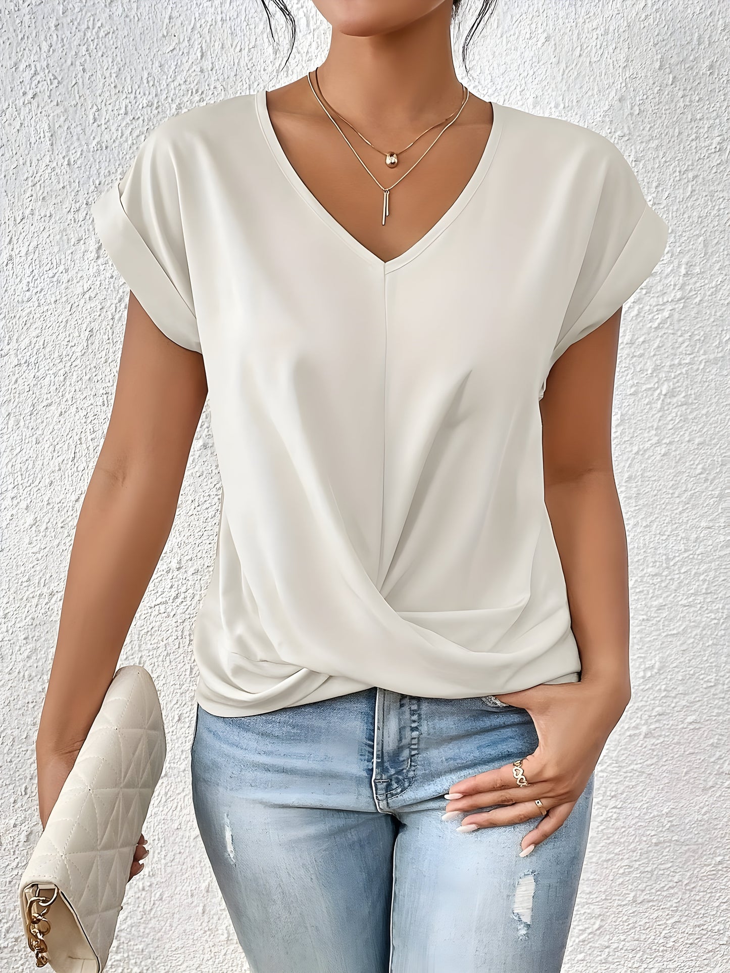 Seloria | Women’s V Neck Twist Front Summer Top
