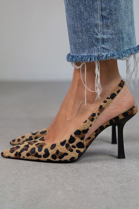 Women's Slingback Heels Leopard Print - Fashinoza