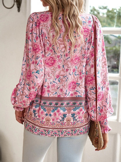 Hailey | Women Summer Floral V Neck Blouse