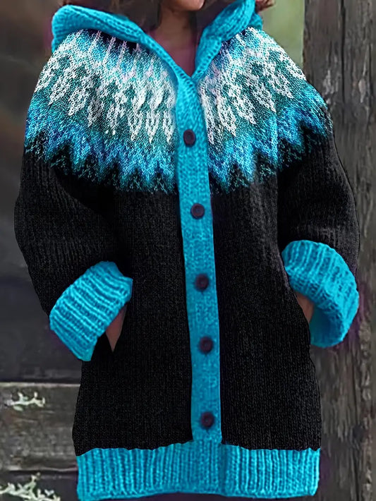 Women's Patterned Cardigan Sweater - Fashinoza