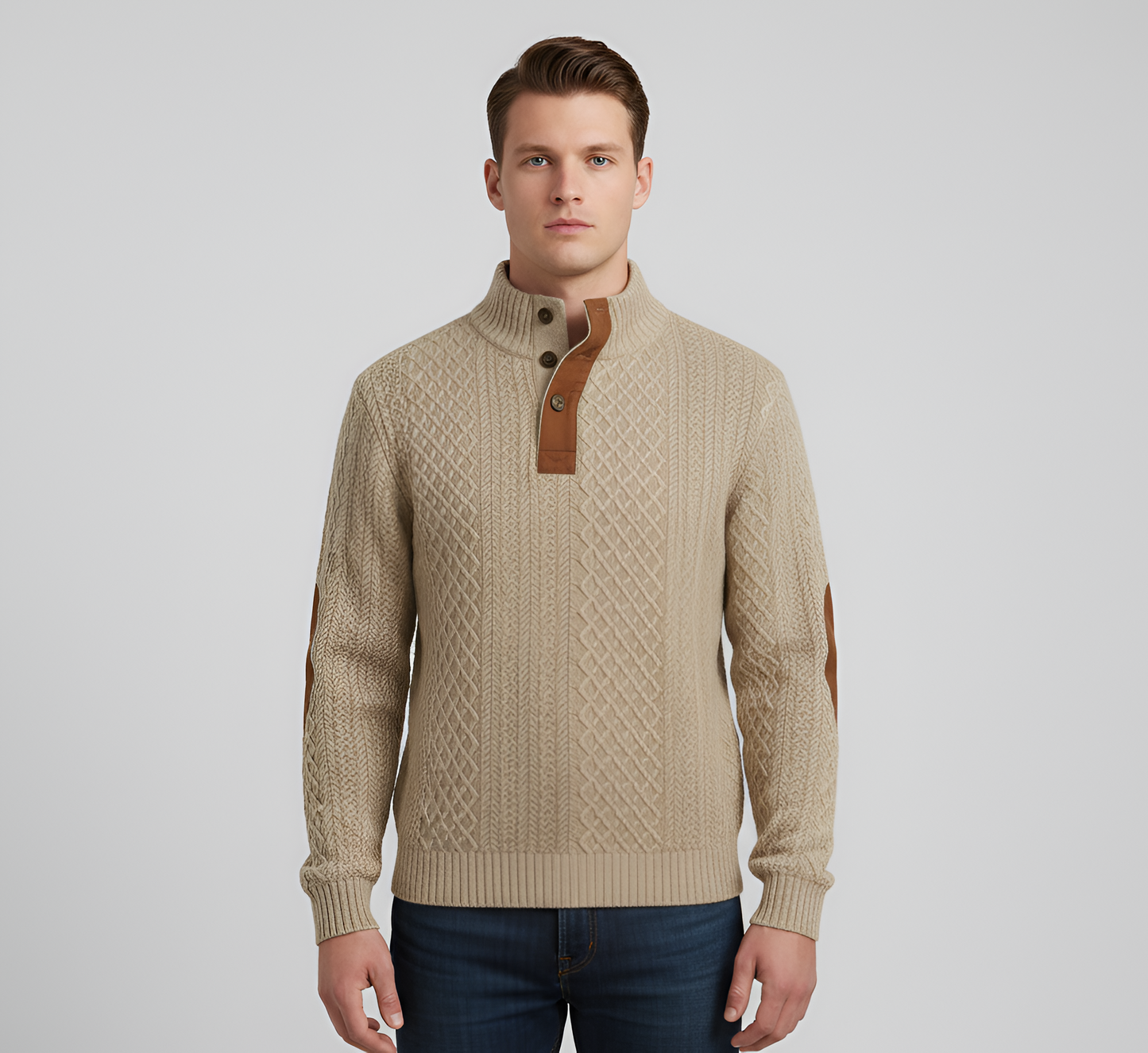 Men's Quilted Knit Sweater Stand Collar - 
Fashinoza