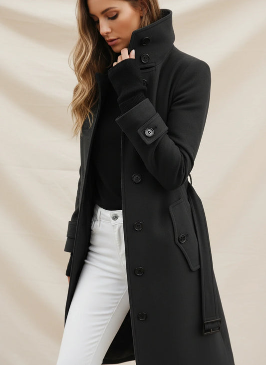 Women's Long Trench Coat Belted Winter - Fashinoza