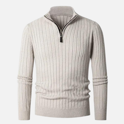 Men's Ribbed Half-Zip Sweater - Fashinoza