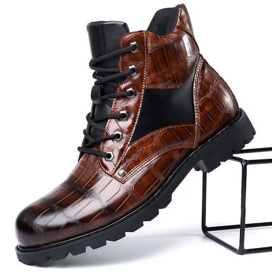 Men's Lace-Up Ankle Boots Leather - Fashinoza