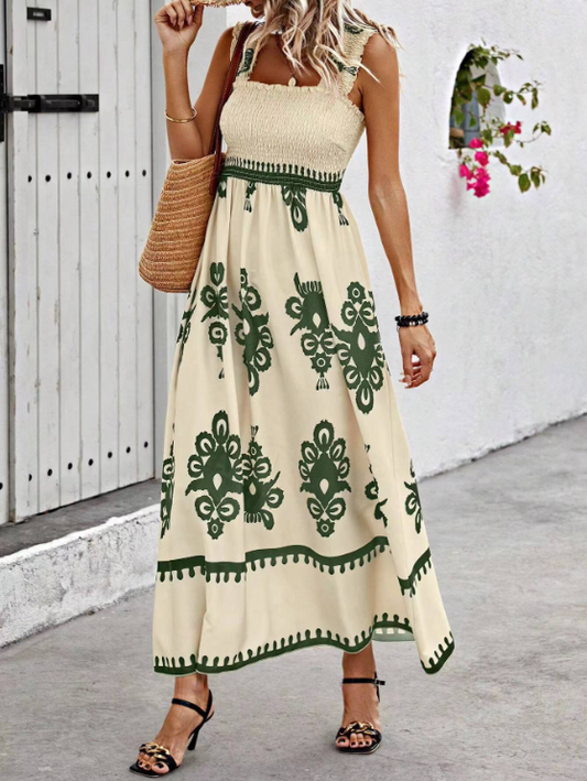 Women's Smocked Maxi Dress - Fashinoza