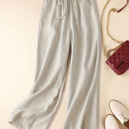 Women's Drawstring Wide Leg Trousers