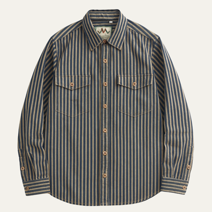 Men's Classic Striped Button Down Shirt Cotton - Fashinoza