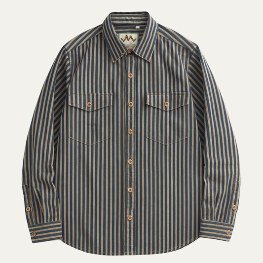 Men's Classic Striped Button Down Shirt Cotton - Fashinoza