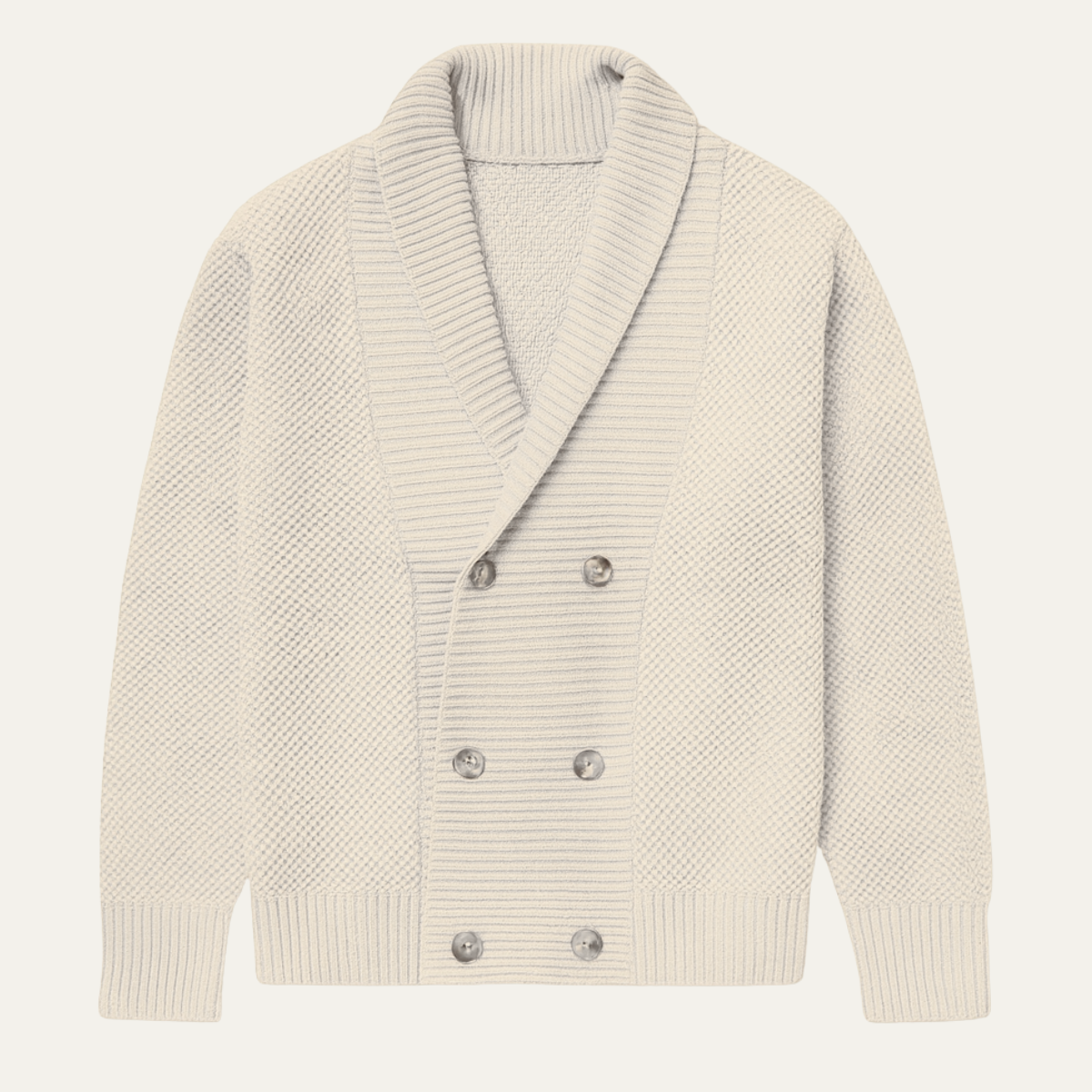Men's Double Breasted Cardigan Chunky Knit Shawl Collar - Fashinoza
